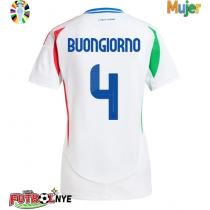 Camiseta Italia Alessandro Buongiorno #4 Visitante Equipación para mujer Eurocopa 2024 manga corta